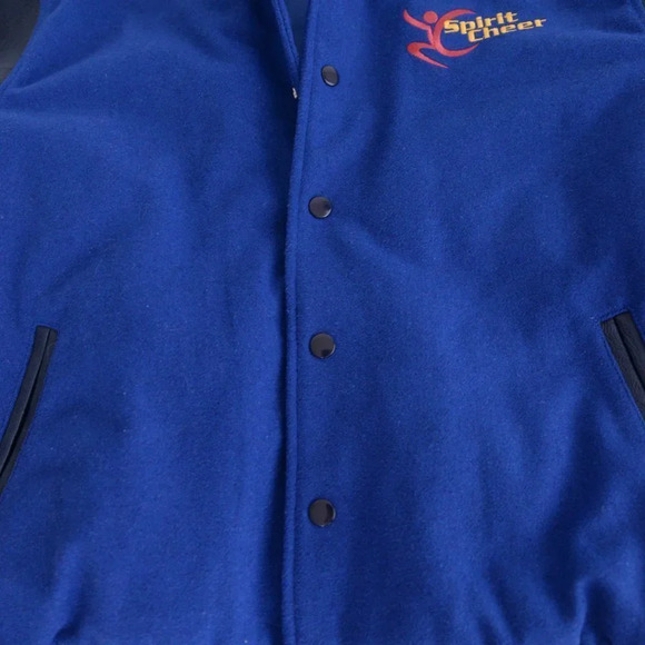 Vintage  Varsity Navy Spirit Cheer 15% Wool Button Down Varsity Bomber Jacket S - Picture 7 of 12